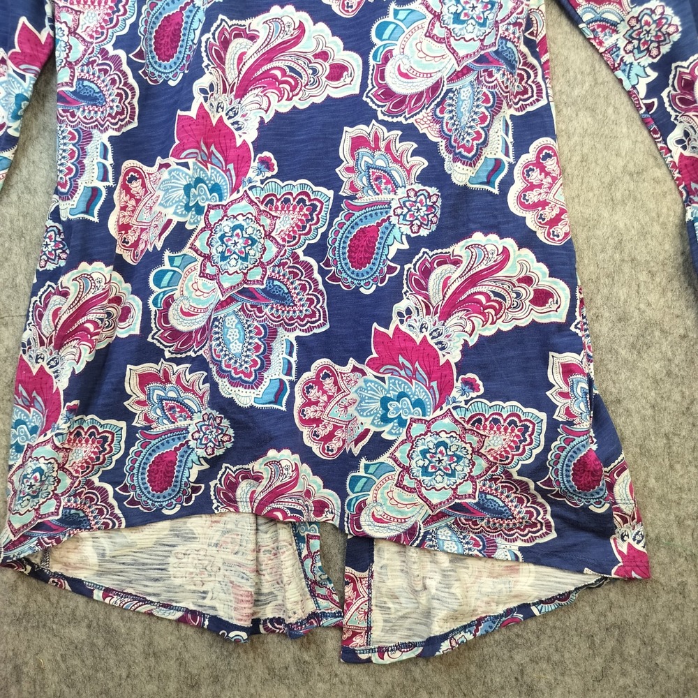 Chico's Ultimate Tee Cardigan Womens Size 1‎ / M Paisley Floral Boho Open Front - Picture 10 of 11